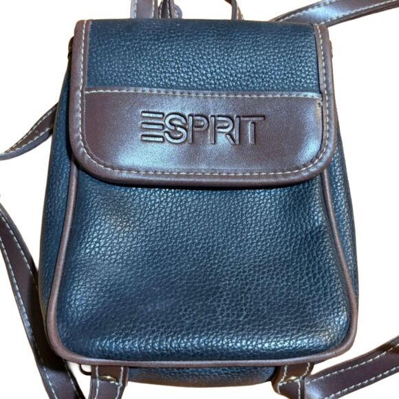 Esprit Handbags - Vintage Y2K Esprit Mini Crossbody Leather Organizer Bag Black Brown
